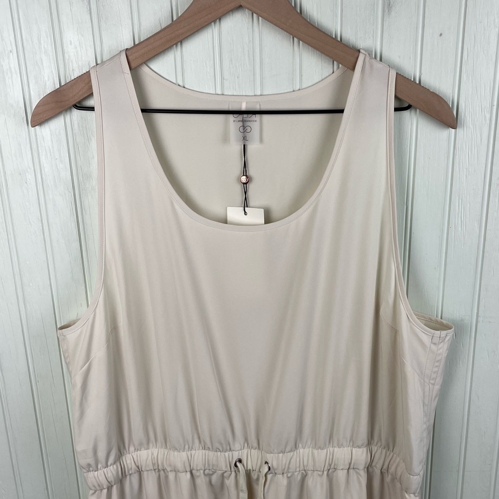 NEW Calia Racerback Midi Dress Birch Women's Size XL Drawstring Waist Athleisure - Picture 4 of 10